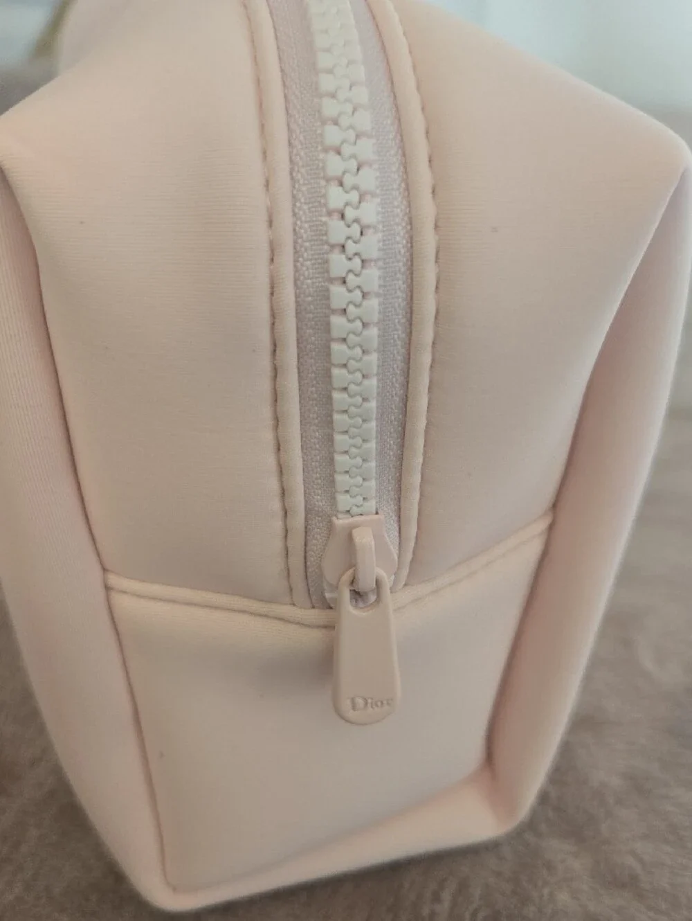 Christian Dior Pink CD Logo Cosmetic / Makeup Pouch White Zip